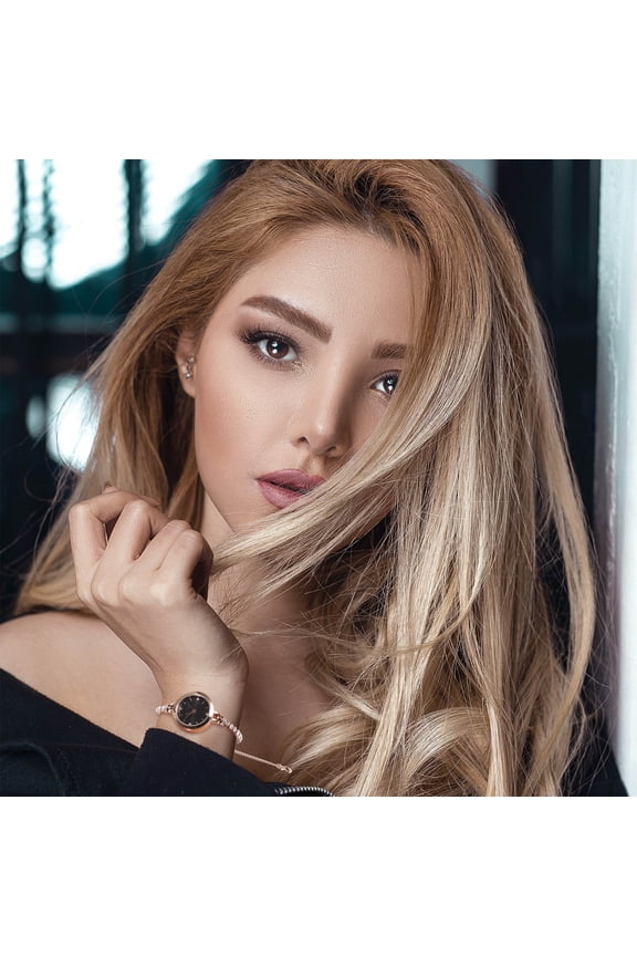 Elegant Black Womens Watch with Bling Bracelet for Party Or Wedding