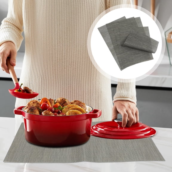 GETAJGHSD Table Mats 4Pcs Grey PVC Insulation Placemats for Dining Room and Kitchen Use