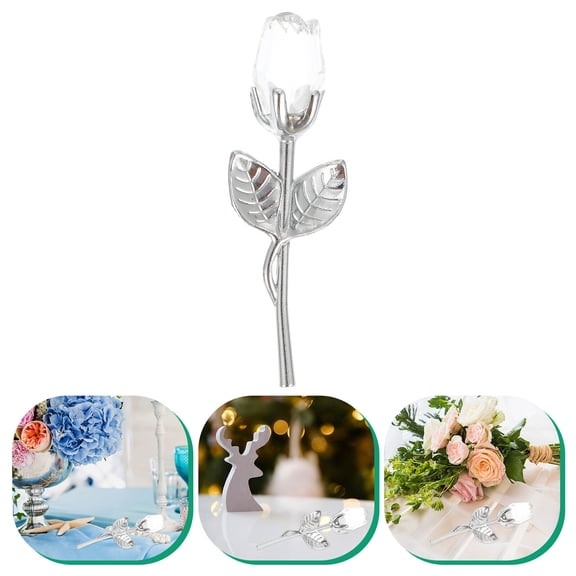 GETAJGHSD White Crystal Rose, Multi-Color Glass Figurines for Elegant Decor