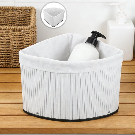 GETAJGHSD Triangle Storage Basket for Home Corner Shelf White Sturdy and Versatile
