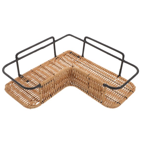 GETAJGHSD Triangular Corner Basket with Faux Rattan Look Wall Mount Organizer for Bathroom Storage