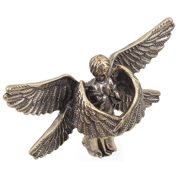 GETAJGHSD Golden Brass Six Winged Angel Figurine Vintage Style Desktop Decor