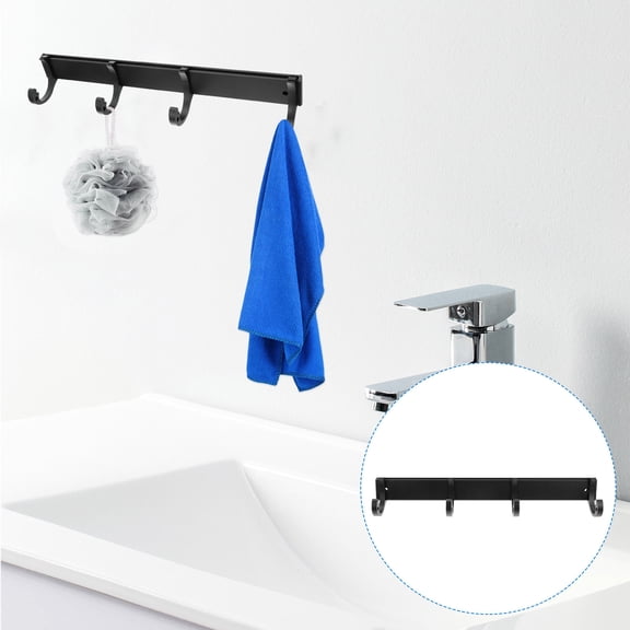 GETAJGHSD Wall Hook Rack Black Heavy Duty Storage Hook Rail for Hanging Towels Coats and Hats