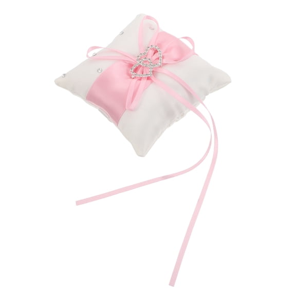 GETAJGHSD Pink Satin Wedding Ring Pillow with Soft Polyester and PP Cotton