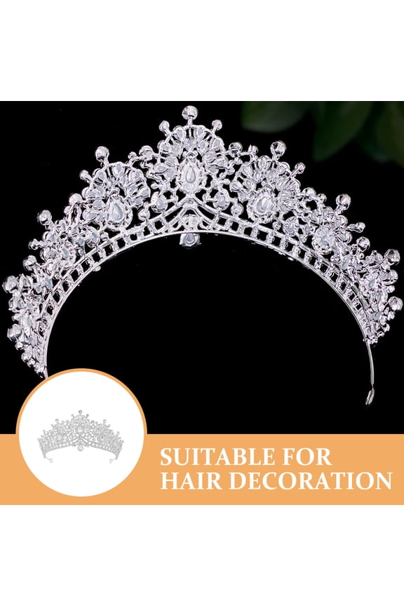 Silver Rhinestone Tiara Crown for Bride Wedding Elegant Headdress