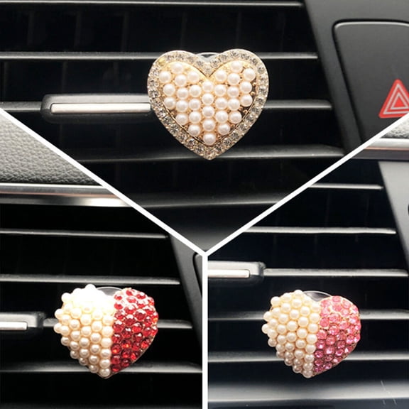 GETAJGHSD White Car Perfume Clip Heart Shape Solid Aromatherapy Stone with Rhinestone for Car Decoration
