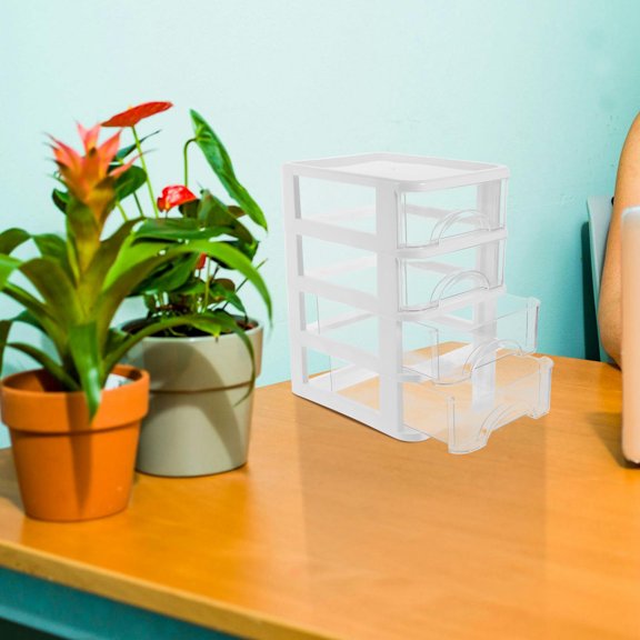 GETAJGHSD White Tabletop Storage Box with Partition for Cosmetics and Office Supplies