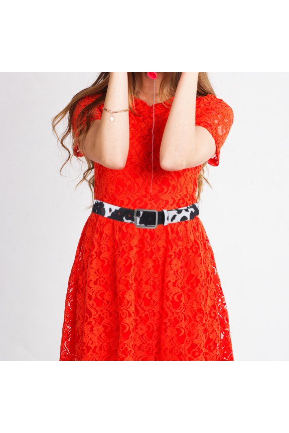 Women Cow Printed Belt Adjustable Style for Dance 1Set