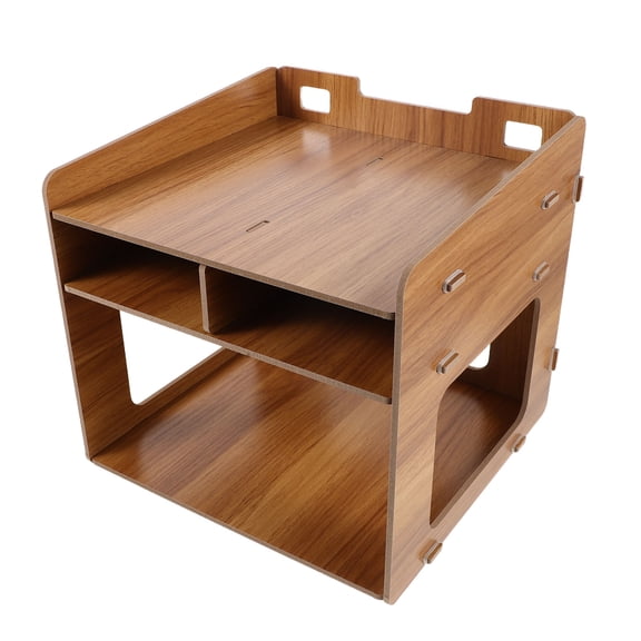 GETAJGHSD Wooden Printer Stand for Desk with Tiered Organizer Shelf for Home Office