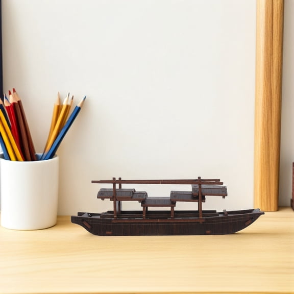 GETAJGHSD DIY Coffee Wood Ship Model Vintage Fishing Boat Figurine for Desk Display