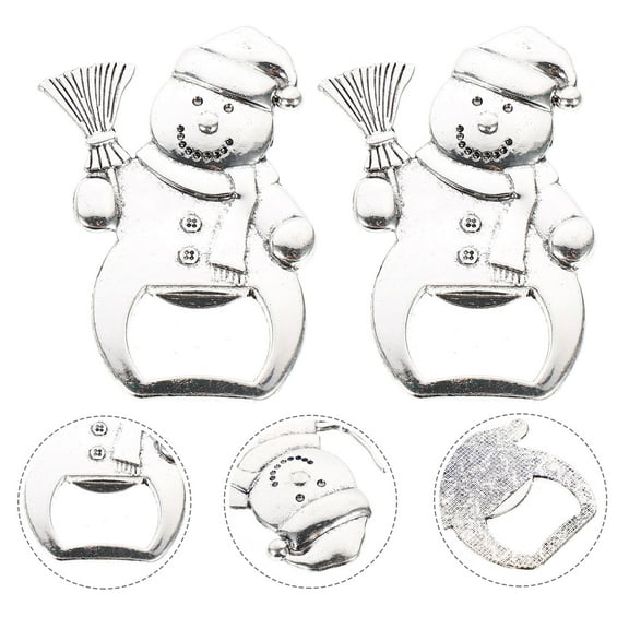 GETAJGHSD Silver Christmas Snowman Bottle Opener Multi-Functional 2Pcs
