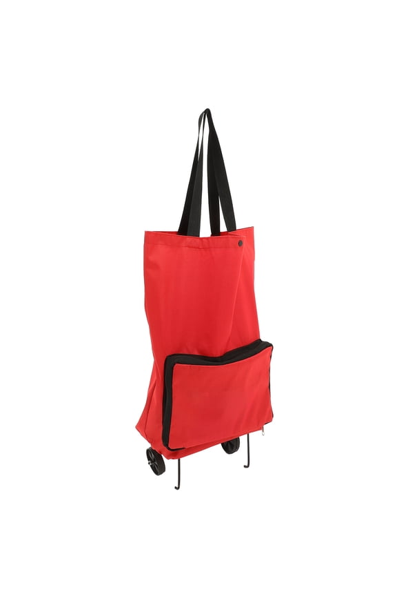 Wheeled Tote Bag with Pull Handle Red Oxford Cloth for Convenient Storage