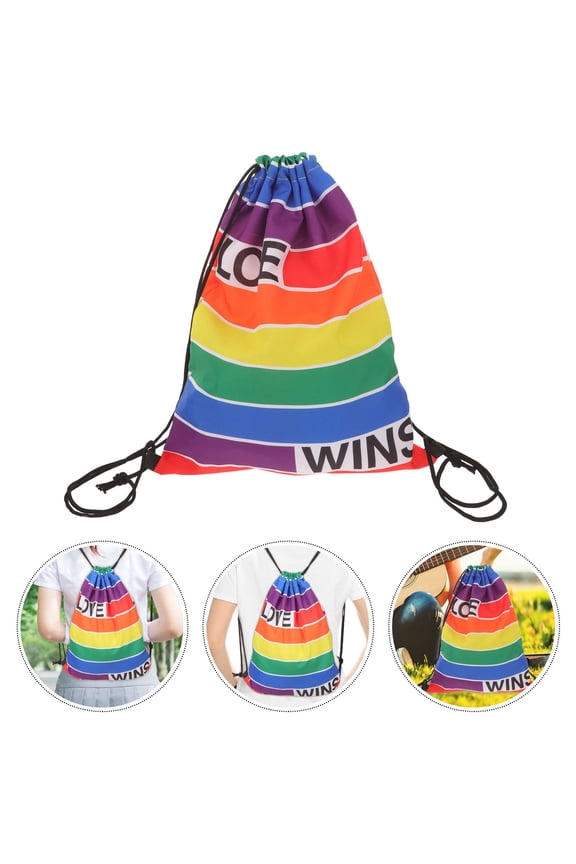 Pride Themed Drawstring Backpack Lightweight Fashionable Outdoor Sports Bag Assorted Color