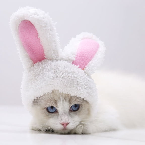 GETAJGHSD Funny Soft Pet Hat Pet Rabbit Ear Hat White Plush Photography Prop 1Pcs