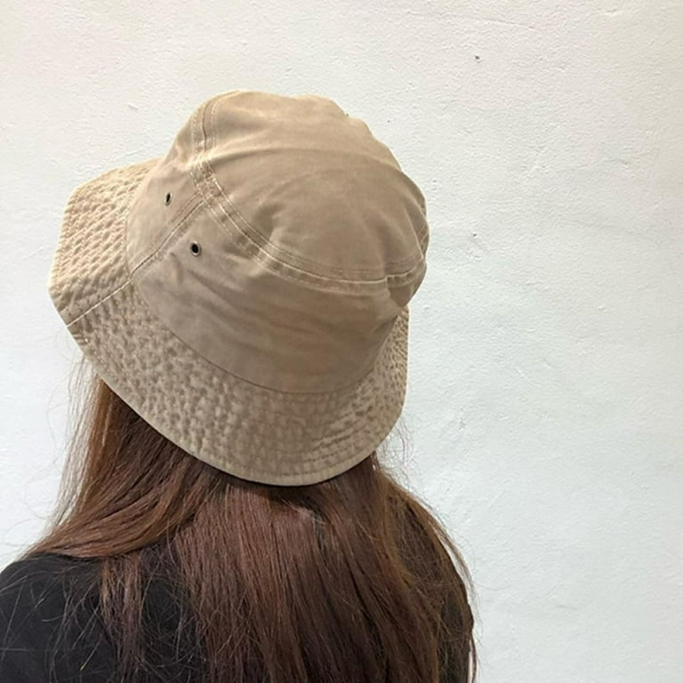 GETFIT Cover Face Bucket Hat Summer Beach Fisherman Hats for Women Men,  Reversible Double-Side-Wear - Khaki