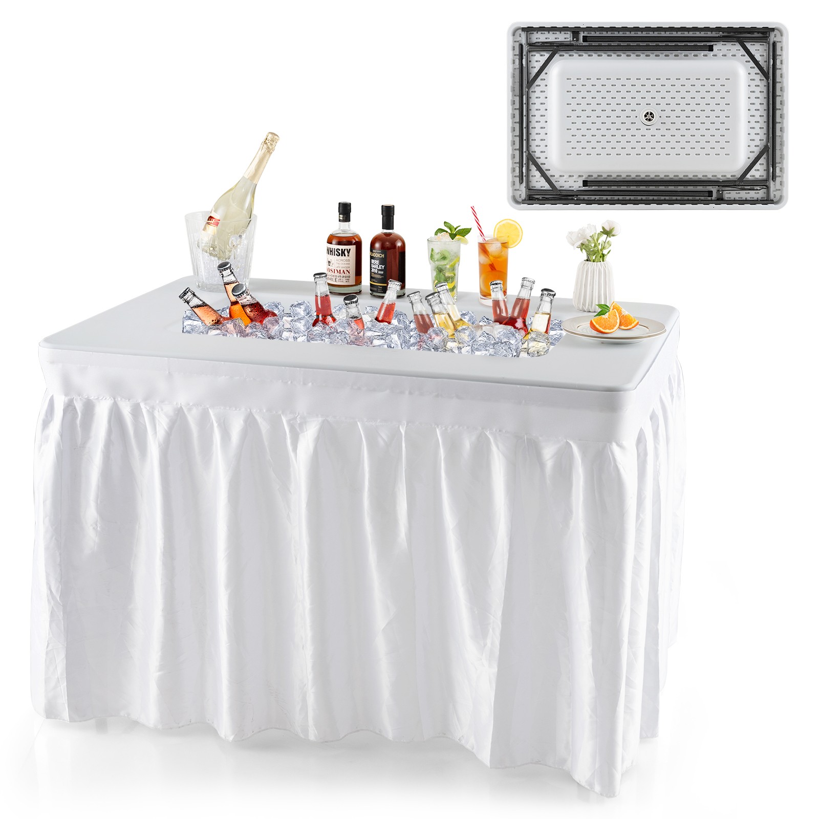 Table Ice Box GETHFS 4 FT Folding Ice Bin Table – Outdoor Ice Cooler Table with ...
