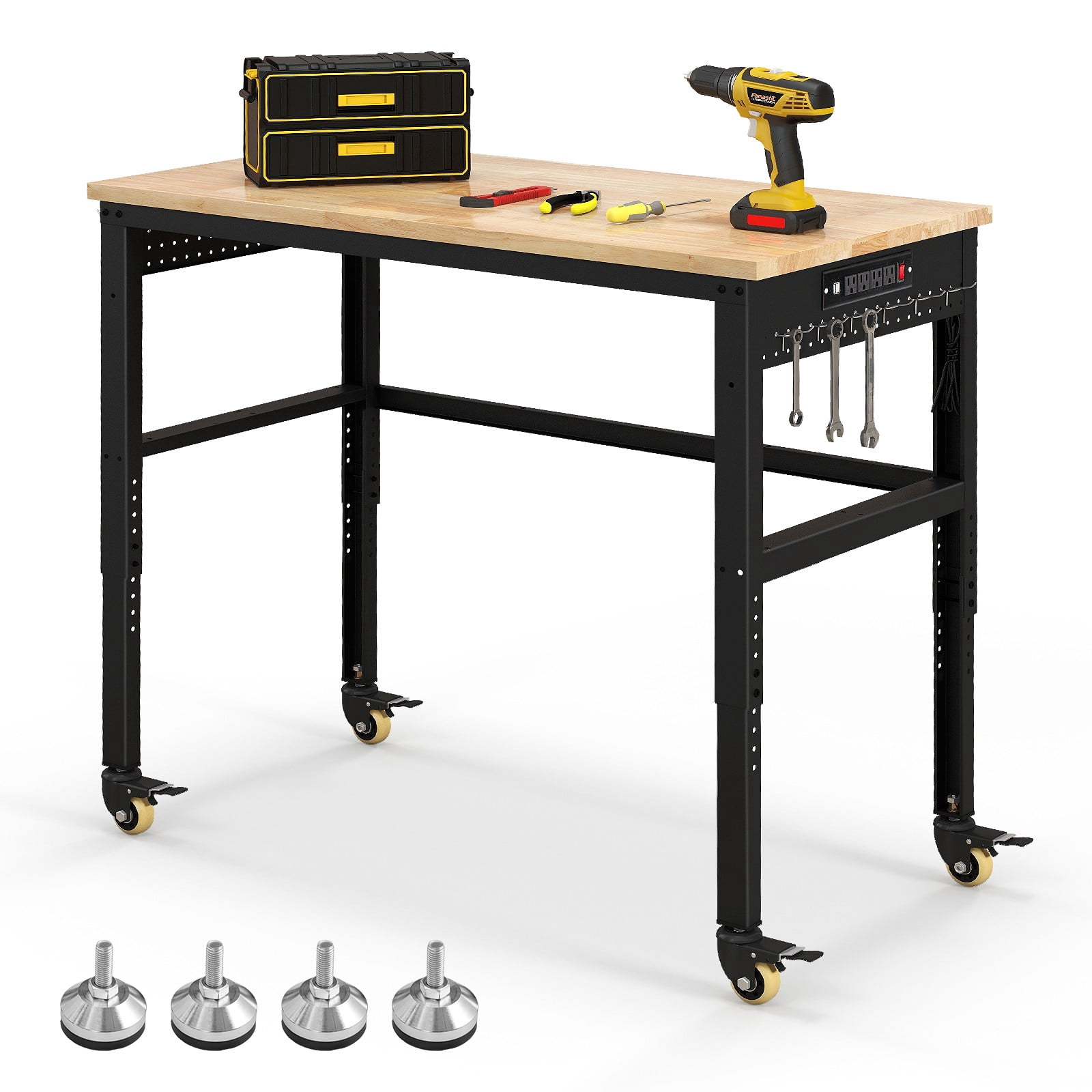 GETHFS 48" Adjustable Workbench with Power Outlet,Heavy-Duty Garage ...