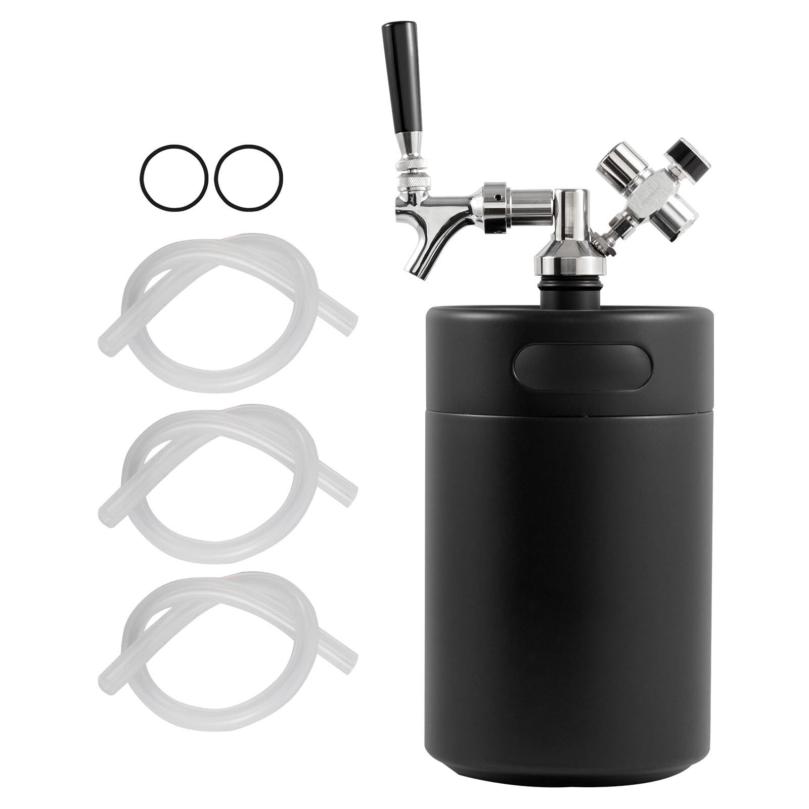 GETHFS Pressurized Mini Beer Keg Growler, 170oz/5L Stainless Steel Draft Beer Dispenser with Adjustable CO Tap, Portable Handle  Keeps Beer Fresh for Months
