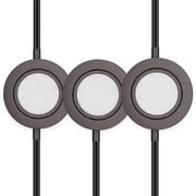 Inlight 2.75" Wide 2700K Swivel and Wired LED Puck Lights Kit, Recessed, Surface Mounted, Set of 3, in-0107-3-BZ