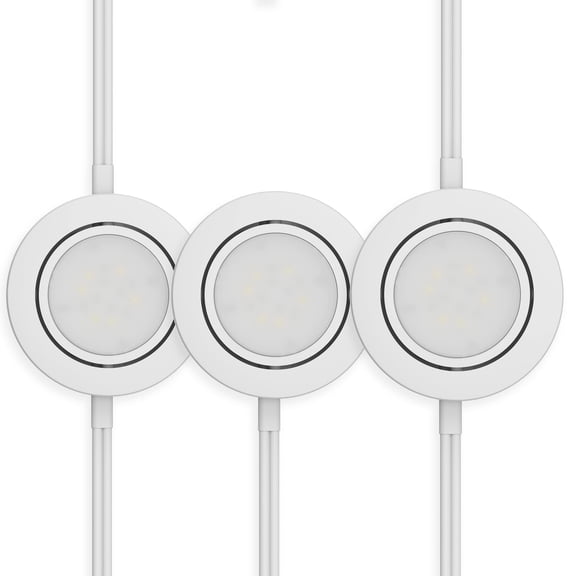 Inlight 2.75" Wide 2700K Swivel and Wired LED Puck Lights Kit, Recessed, Surface Mounted, Set of 3, in-0107-3