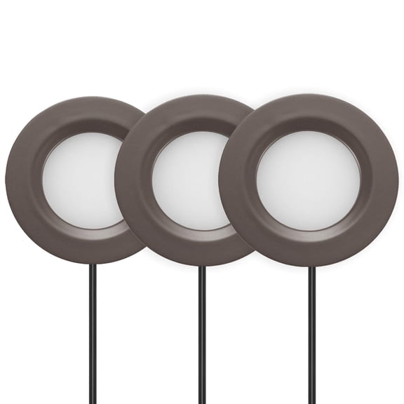 Inlight 2.75-Inch LED Puck Lights, 3000K, Recessed/Surface Mount, ETL Listed, 3-Pack, Bronze