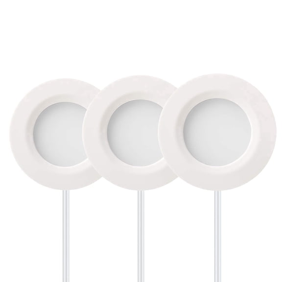 Inlight 2.75" Under Cabinet LED Puck Lights Kit, 3000K Warm White, Recessed, Surface Mount, ETL Listed, 3-Pack, in-0102-3-WH