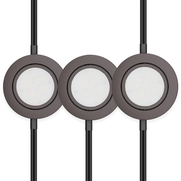 Inlight 2.75-Inch Swivel LED Puck Lights, Cool White (4000K), Recessed/Surface Mount, Set of 3, Bronze