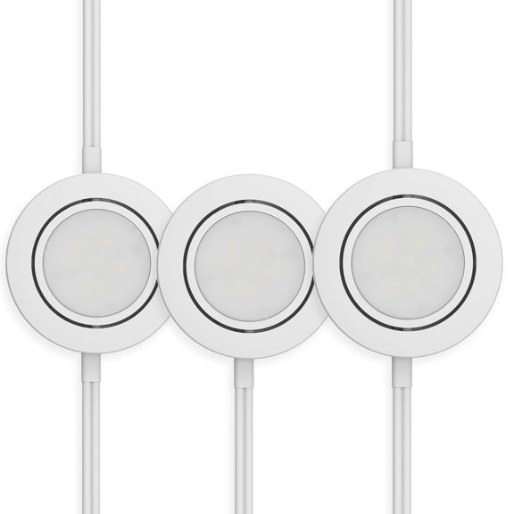 Inlight 2.75" Wide 4000K Swivel and Wired LED Puck Lights Kit, Recessed, Surface Mounted, Set of 3, in-0107-3-40