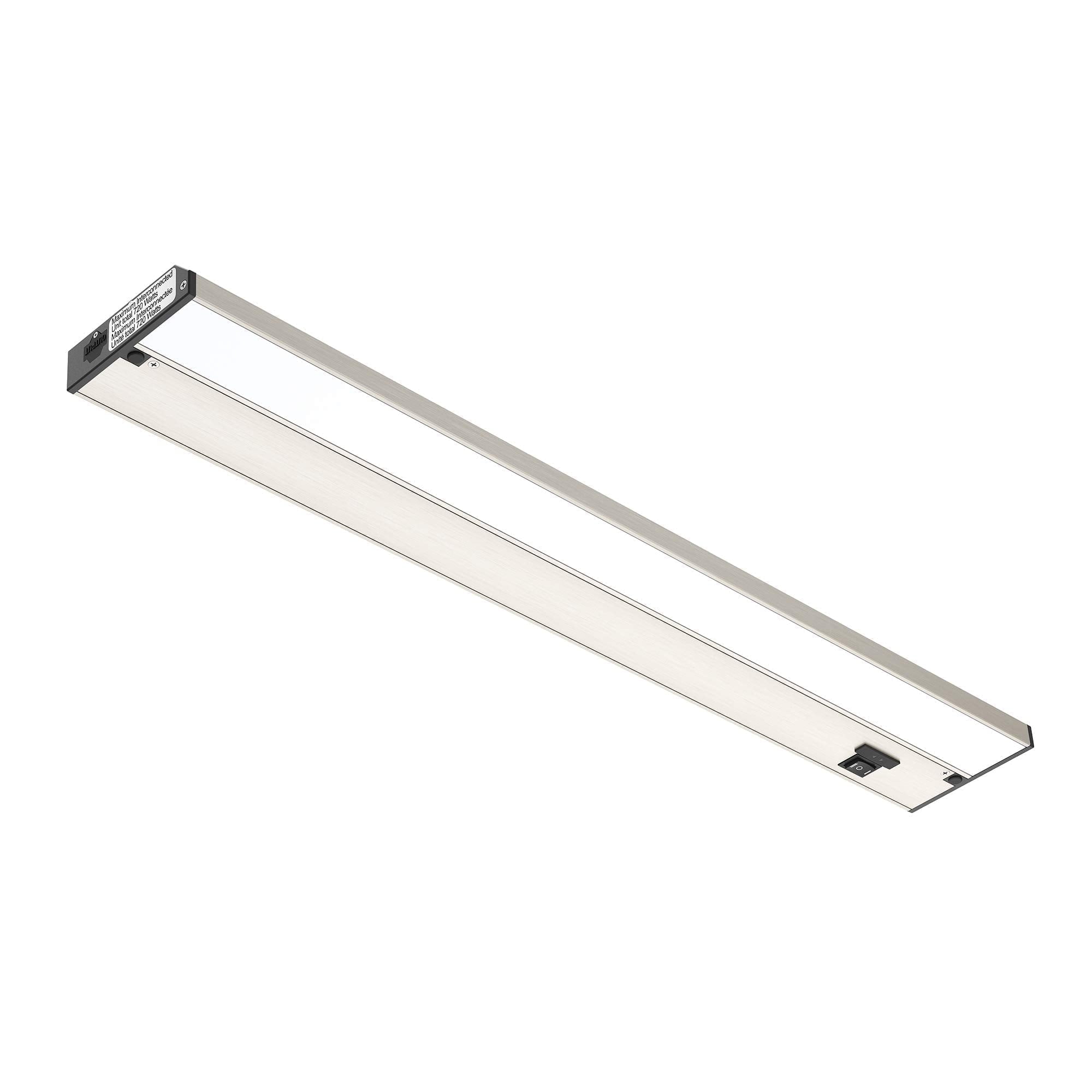Inlight 24-inch 3 Color Levels LED Under Cabinet Lighting, Hardwired or Plugged-in, 2700K/3000K/4000K, Brushed Nickel Finished, IN-0210-3-SN
