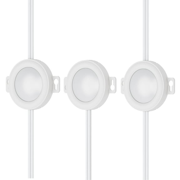 Inlight Plug-in LED Puck Lights, Surface Mount Only, Pre-Wired, 3000 K, Pack of 3, IN-0106-3-WH