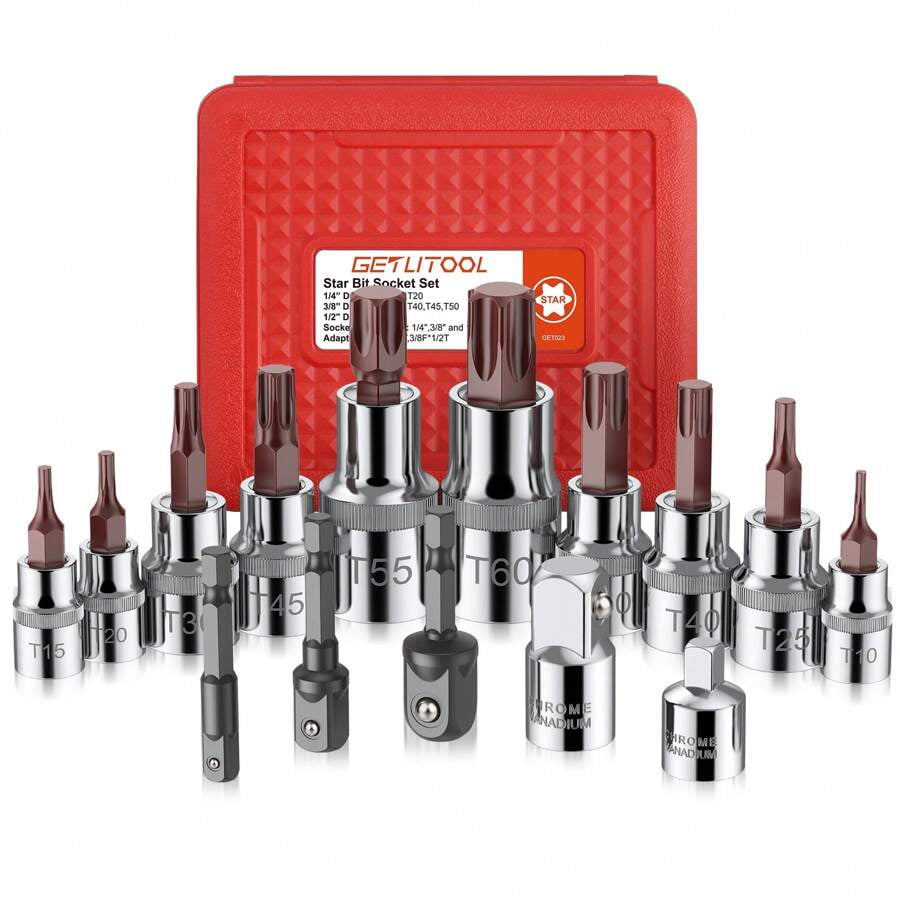 GETLITOOL Torx Bit Socket Set T10-T60, Premium S2 Alloy Steel Torx ...
