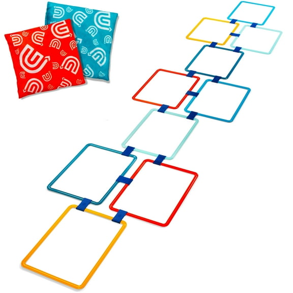 GETMOVIN' SPORTS HOPSCOTCH SQUARES PLUS! Set With 2 Premium Beanbags Giant Sized