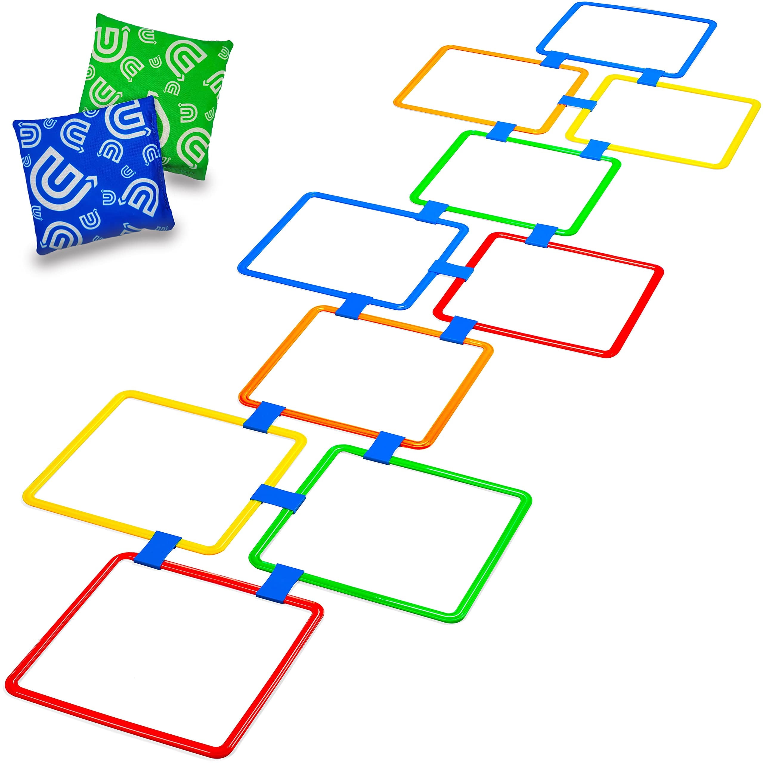 GETMOVIN SPORTS Hopscotch Squares Set with 2 Premium Beanbags Giant ...