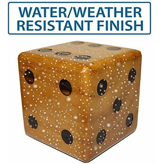 GETMOVIN Sports Stained Yardzee and Yard Farkle Dice Set (All Weather) Roll Bucket and Scorecard - Includes 6 Dice, Dry Erase Scorecard W/Marker, Roll Bucket, Lid for Storage (Dark