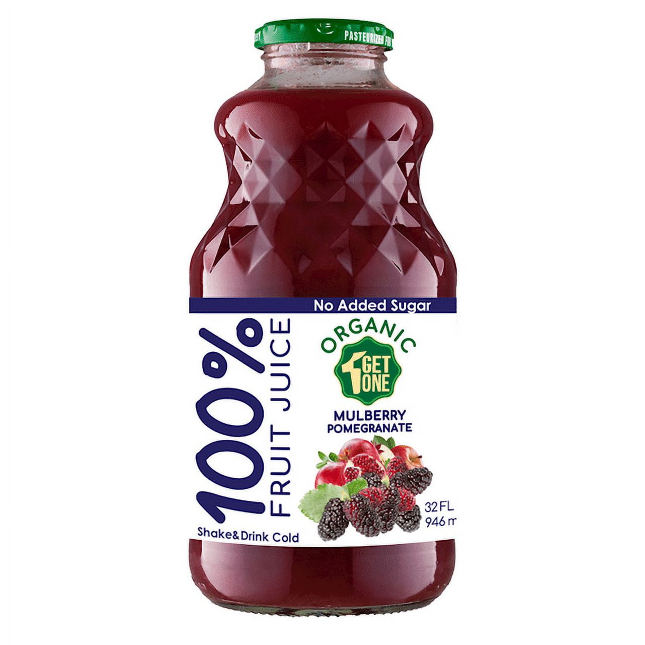 GETONE 100% Fruit juice Mulberry Pomegranate | 32 fl oz | 6 items