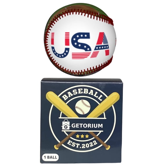 GETORIUM Custom Baseball, Strike a Patriotic Home Run with Our Official Size and Weight Baseball Featuring a Stunning USA Design 1UNIT – Perfect for Fans and Collectors!