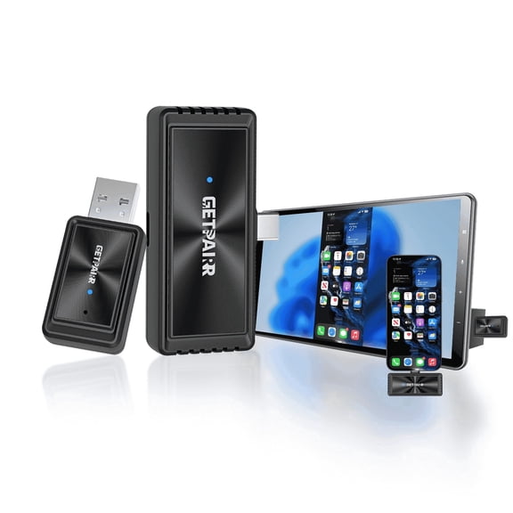 GetPairr Mirror Cast Wireless Screen Mirroring Dongle & Wireless CarPlay ,4k Streaming, Upgrade Wired CarPlay