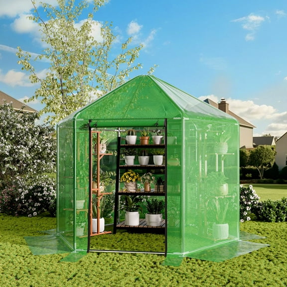 GETYES A-Frame Greenhouse, 9.4x9.4x8.2 ft, Heavy-Duty Walk-In for Garden/Patio/Backyard