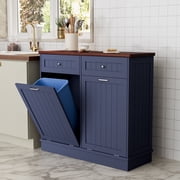 GETYES Double Tilt Out Trash 20 Gallon Recycling Cabinet for Kitchen, Blue