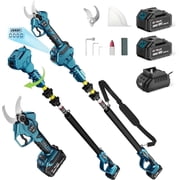 GEVEELIFE 2-in-1 Electric Pruning Shears Cordless, 1.6 Cutting Diameter, Electric Tree Pruner with 12.8Ft Reach Extension Pole, 2 4.0Ah Battery Powered Pole Pruner for Tree Trimming