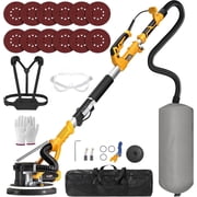 GEVEELIFE Drywall Sander, 880W Popcorn Ceiling Removal Tool, Drywall Sander with Vacuum Dust Collector, 5 Variable Speed 1000-2100RPM, LED Light, Foldable & Extendable Handle, 12 Sanding Discs