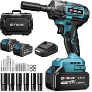GEVEELIFE Impact Wrench 520Ft-lbs700N.m Brushless, 1/2 Impact Gun with 2x4.0Ah Battery, Cordless Impact Wrench, 6 Sockets, 8 Drill Bits, 3300RPM Power Electric Impact Driver for Car/DIY Furniture
