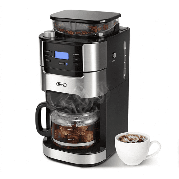 GEVI 10-Cup Programmable Grind & Brew Drip Coffee Maker - Built-in Burr Grinder