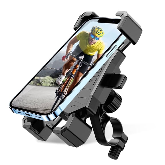 GEVSYUE Universal Bike Phone Mount with Easy Lock, 360 Rotation, One-Hand Operation Black