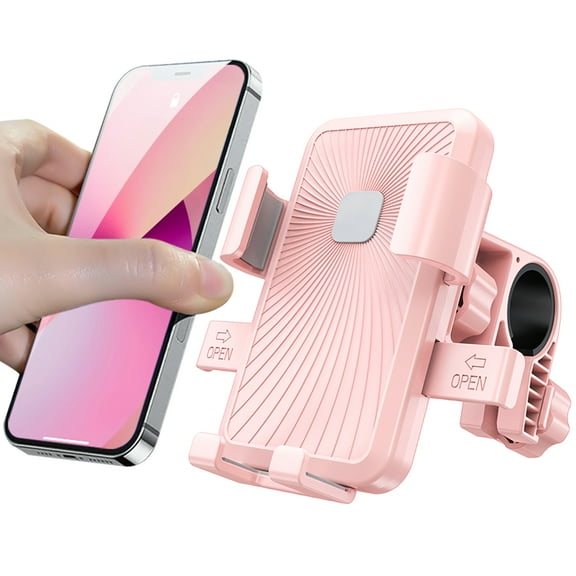 GEVSYUE Universal Bike Phone Mount, Gravity Sensing, One-Hand Operation, 360° Rotation Pink