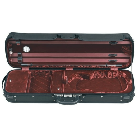 GEWA Atlanta 4/4 Oblong Violin Case Black/Diamond-Pattern Red