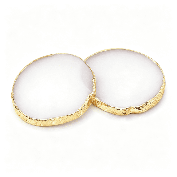 GEWIKK 2 Pcs Resin White Nail Art Palette,Nail Polish Palette Nails Tools Gold Edge Nails Supplies Nail Art Palette
