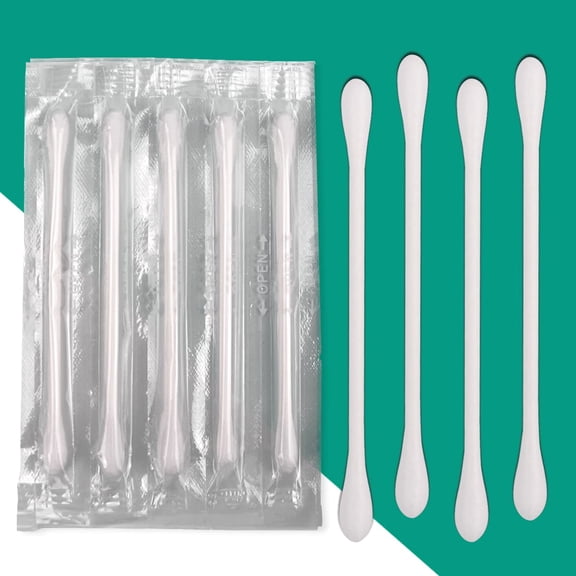 GEWIKK 200Pcs Cotton Swabs, Individually Wrapped Cotton Swab, Individually Wrapped Double Tipped Paper Sticks for Ear, Make-Up(Double Round End) Individually Wrapped Cotton Swabs