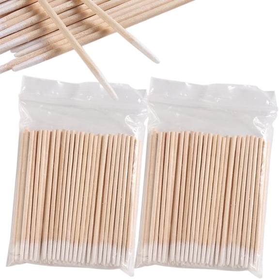 GEWIKK 200Pcs Precision Tip Cotton Swabs with Wooden Sticks,Pointed Tip Cotton Swabs for Nail Polish Touch Up,Disposable Makeup Applicators,Cotton Sticks for Makeup,Microblading Supplies