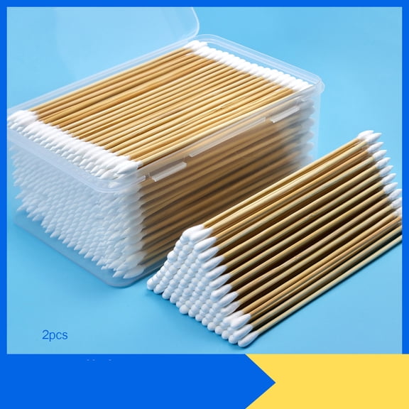 GEWIKK 500 Pcs 6" Long Cotton Swabs with Wooden Handle"Paper Storage Box Double Long Pointed and Round Tip Buds for Gun Airbrush Cleaning Makeup Baby Pet Care Art and Crafts